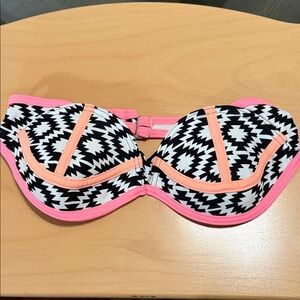 Xhilaration Black and White Bikini Top with Pink Accents
